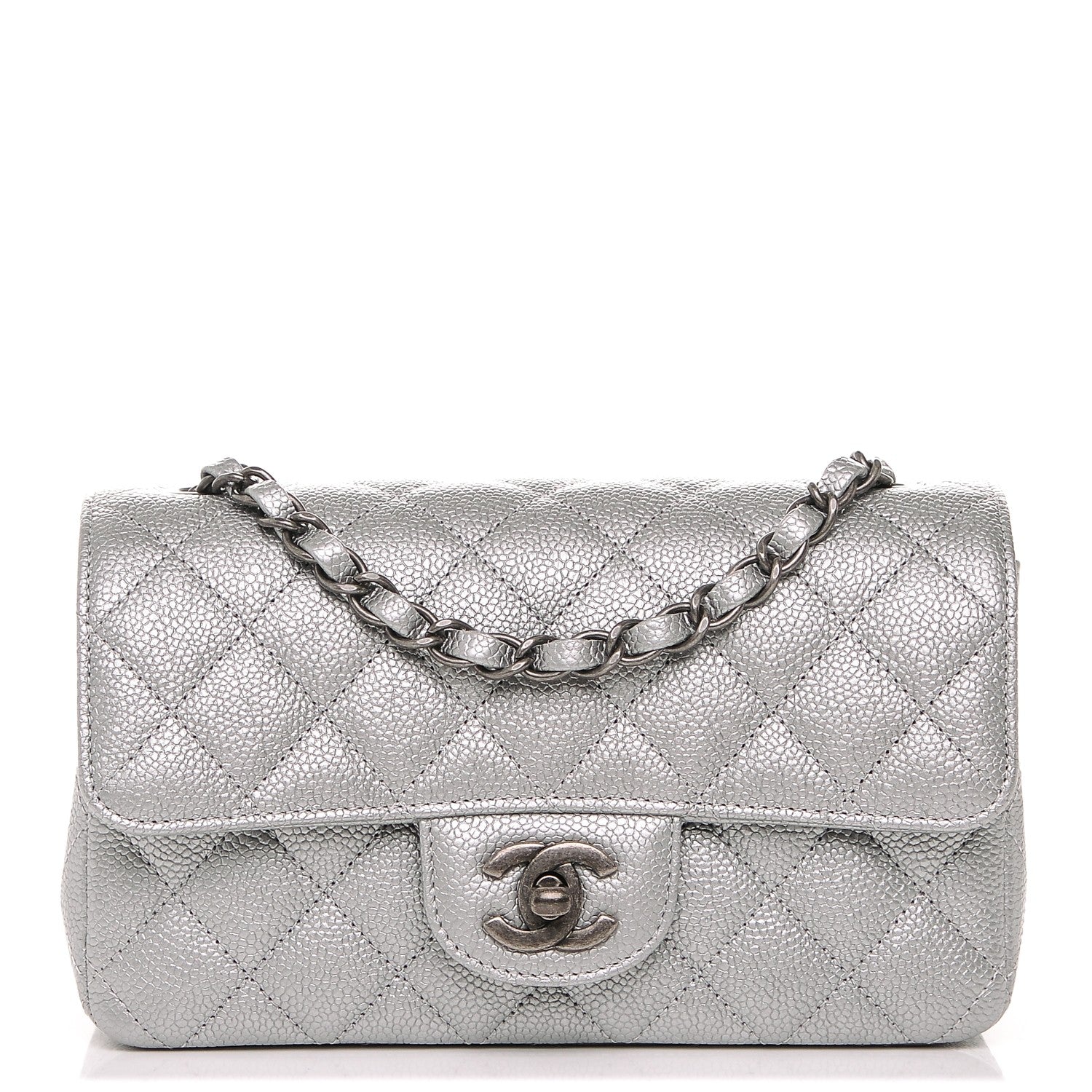 Chanel Metallic Caviar Quilted Mini Rectangular Flap Silver 1 of 7