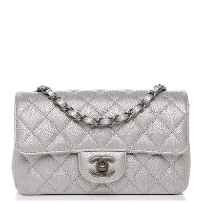 Chanel Metallic Caviar Quilted Mini Rectangular Flap Silver 1 of 7