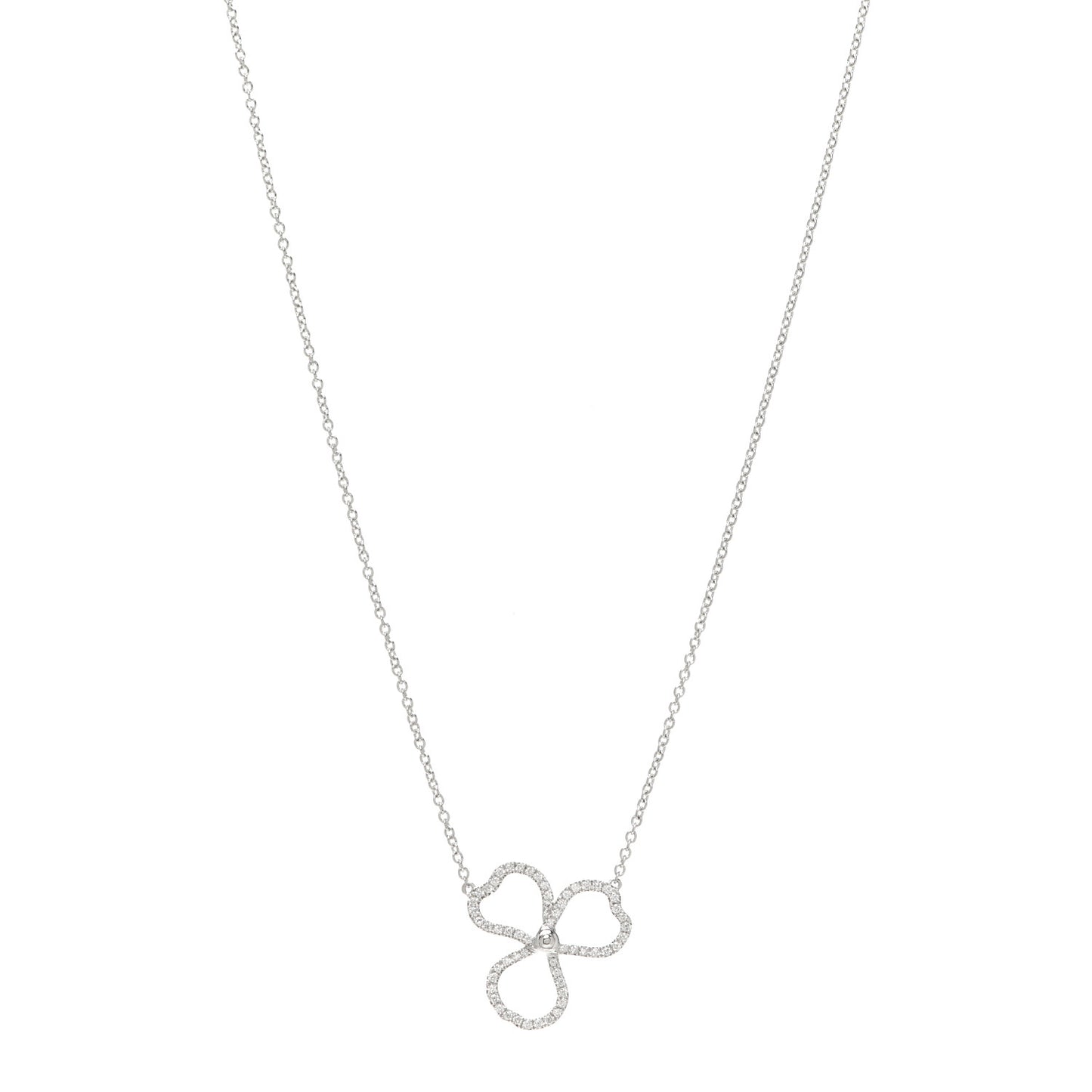 Platinum Diamond Small Paper Flowers Pendant Necklace