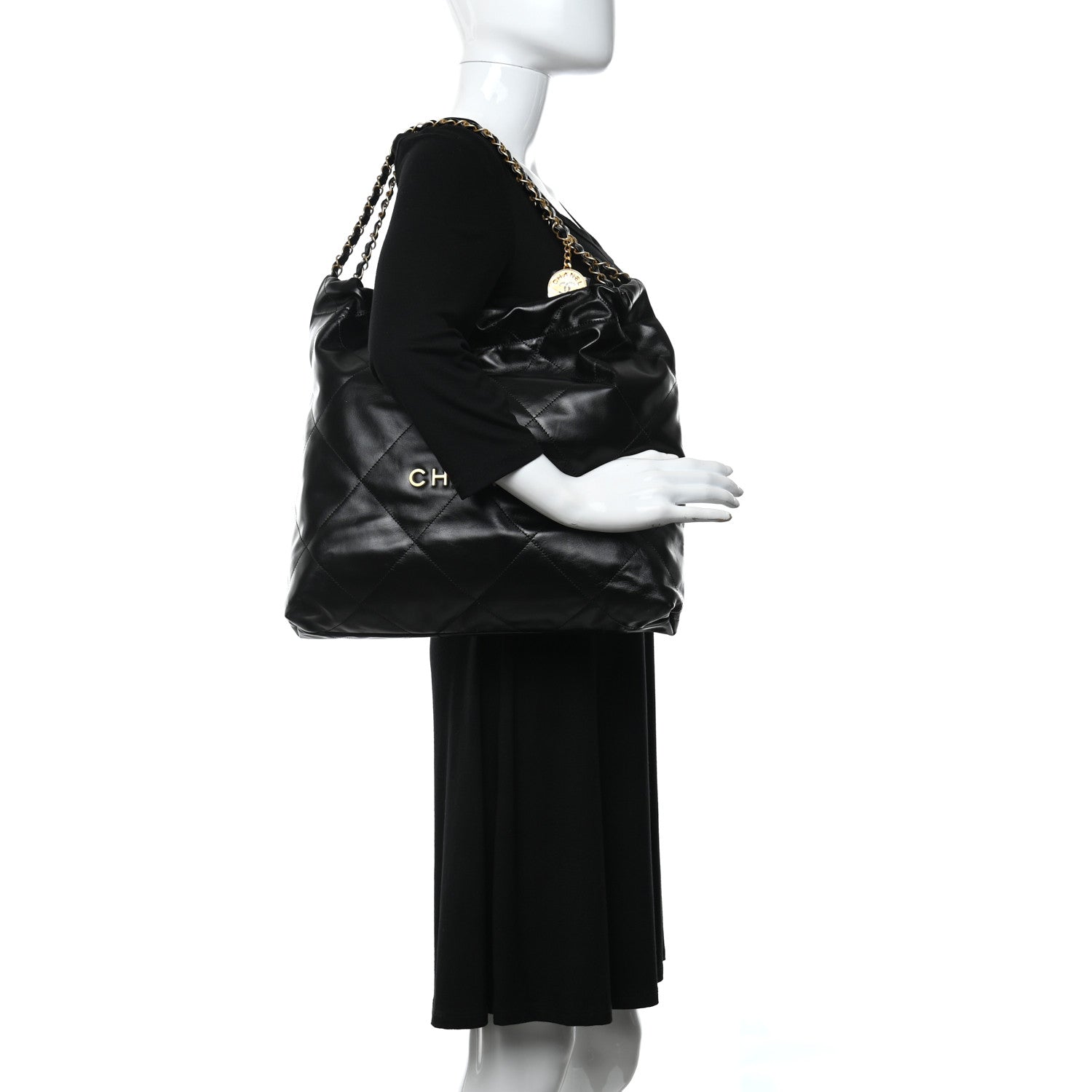 Chanel Shiny Calfskin Quilted Chanel 22 Black 2 of 14