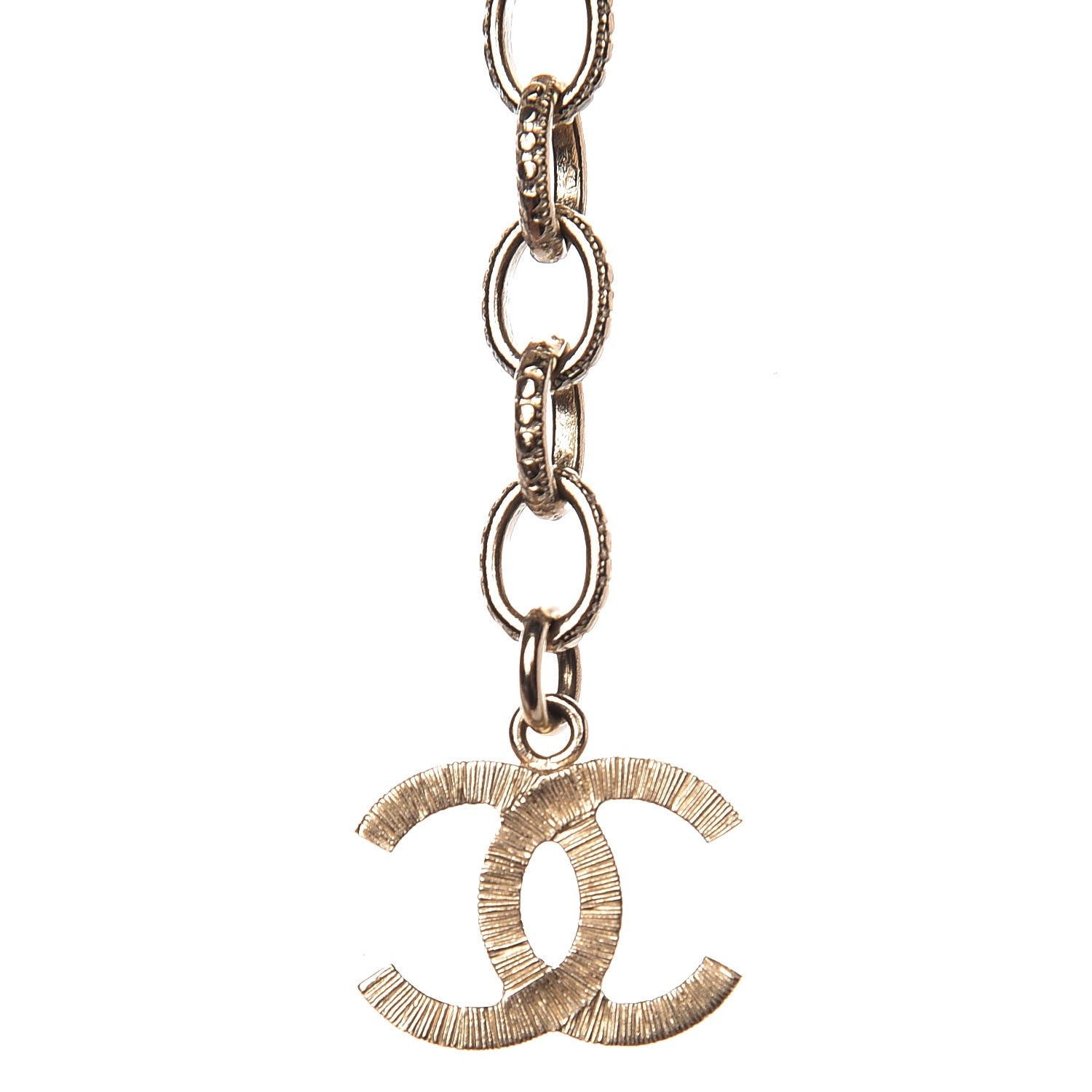 Chanel Quilted CC Long Chain Necklace Gold Pearly White 5 of 5