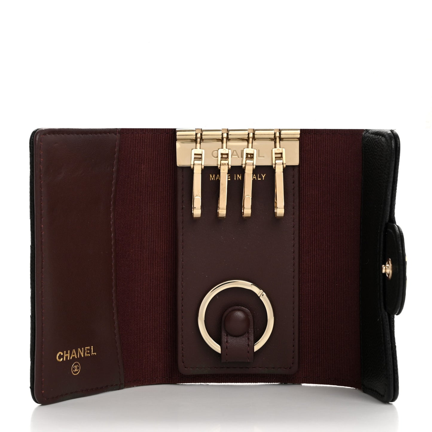Caviar Quilted Classic 4 Key Holder Wallet Black