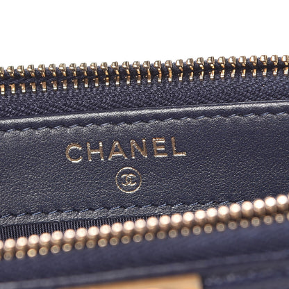 Chanel Caviar Quilted Small Boy Clutch With Chain Dark Blue 6 of 9