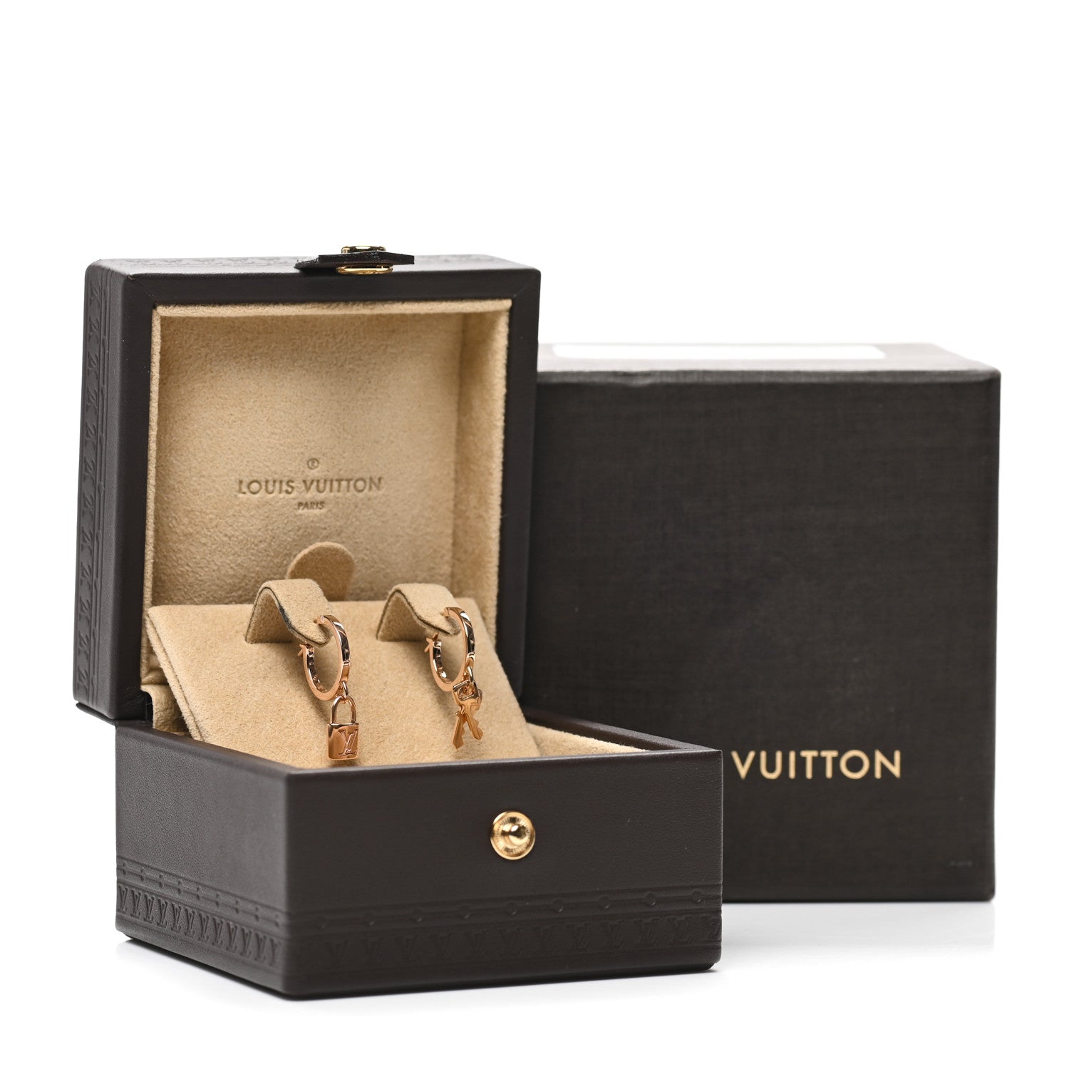 Louis Vuitton 18K Pink Gold Lockit Hoop Earrings 6 of 6