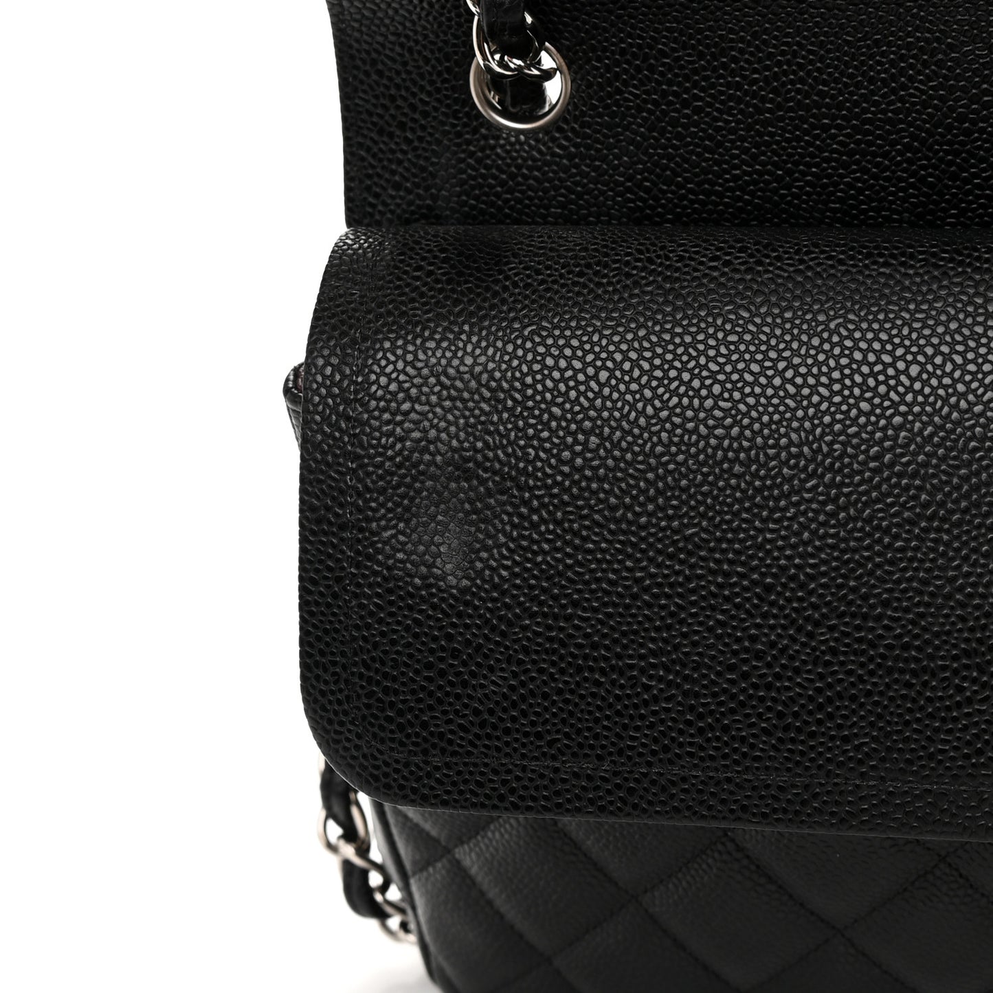 Caviar Quilted Jumbo Double Flap Black