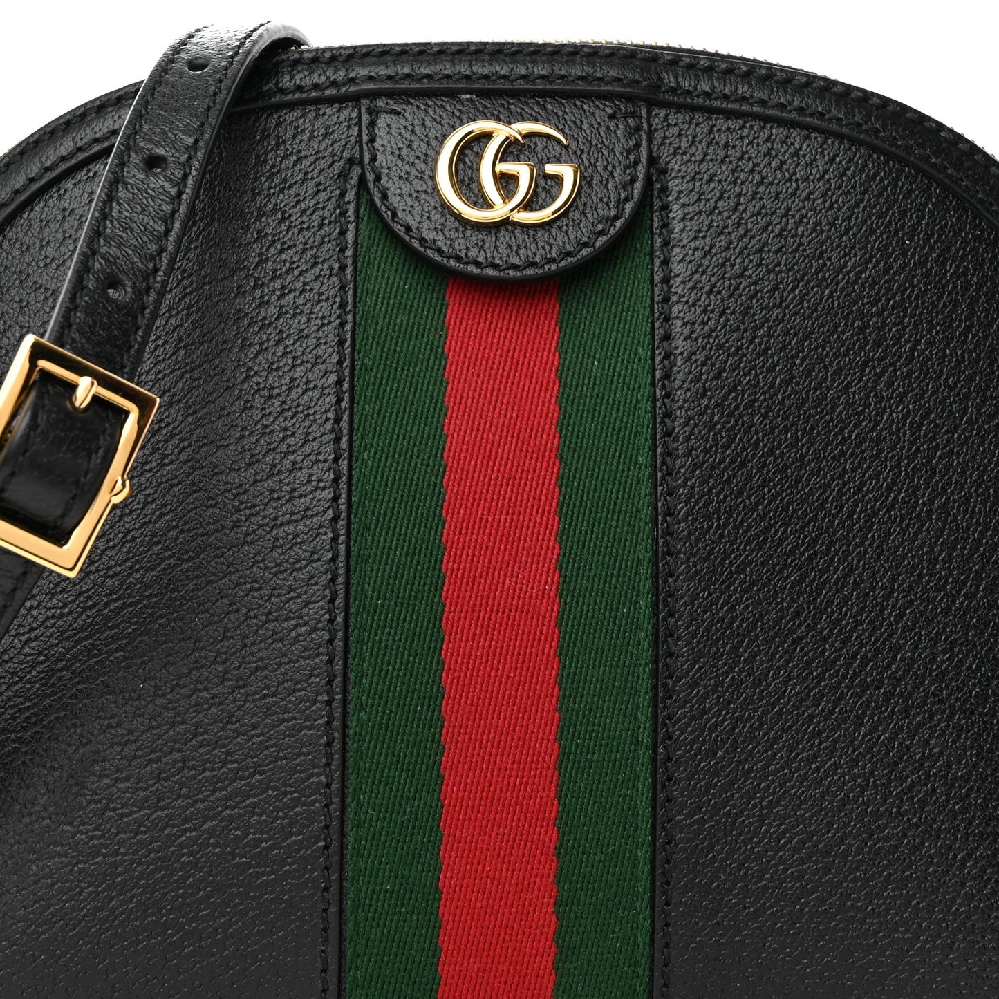 Calfskin GG Web Small Ophidia Dome Shoulder Bag Black