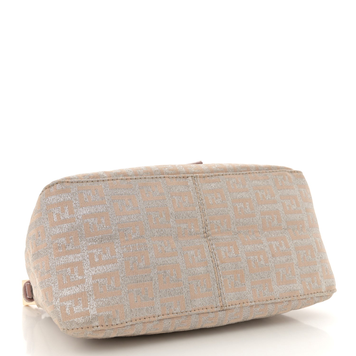 Fendi Metallic Jacquard Zucchino Suede Mini Mama Baguette Cipria Argento Grigio 4 of 14