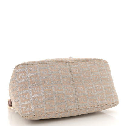 Fendi Metallic Jacquard Zucchino Suede Mini Mama Baguette Cipria Argento Grigio 4 of 14
