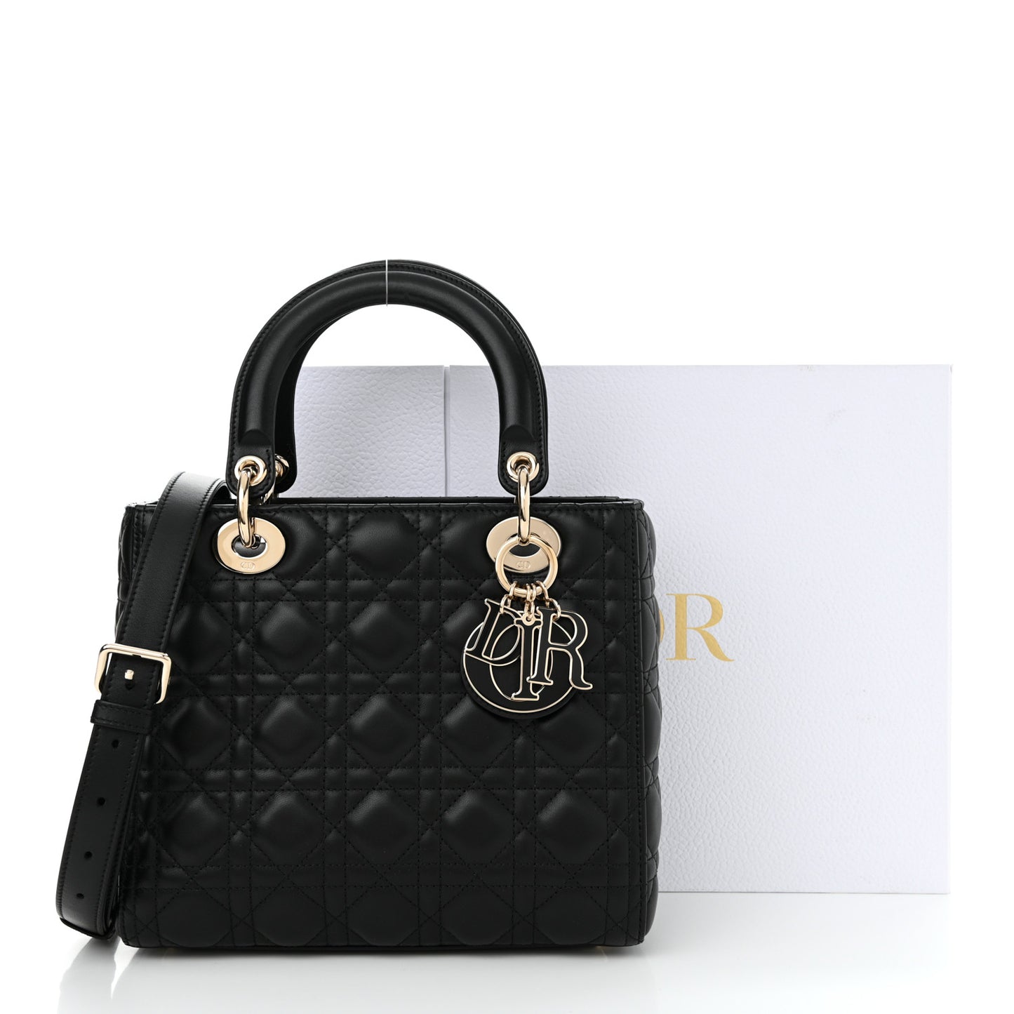 Lambskin Cannage Medium Lady Dior Black