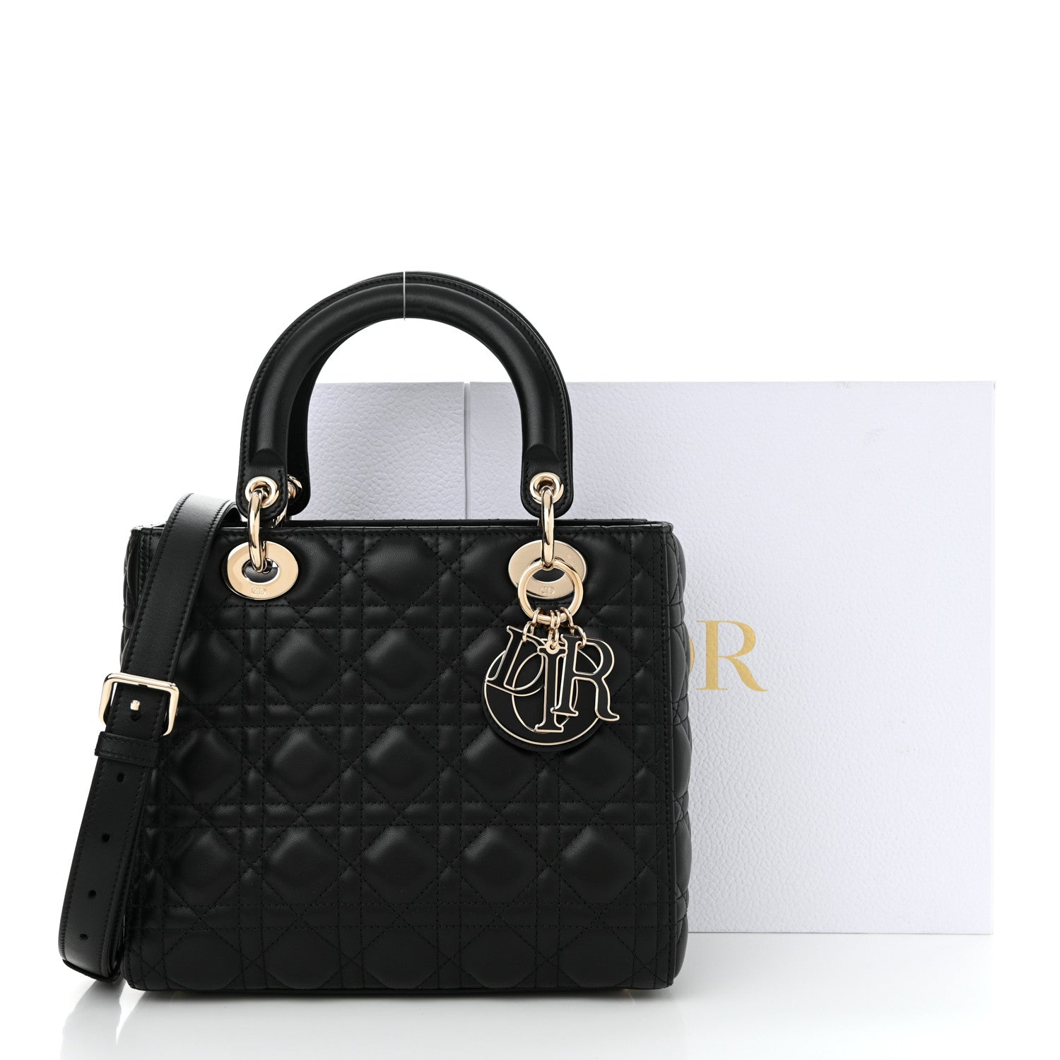 Christian Dior Lambskin Cannage Medium Lady Dior Black 16 of 16