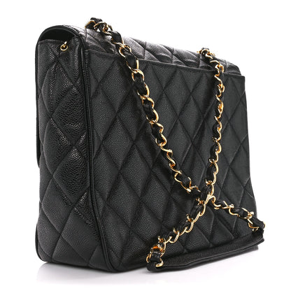 Chanel Caviar Quilted XL Jumbo Single Flap Black 3 of 10