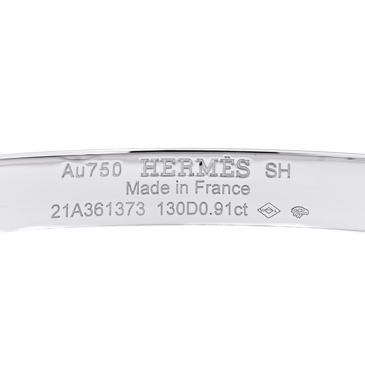 Hermes 18K White Gold Pave Diamond PM Collier De Chien Bracelet SH 3 of 4