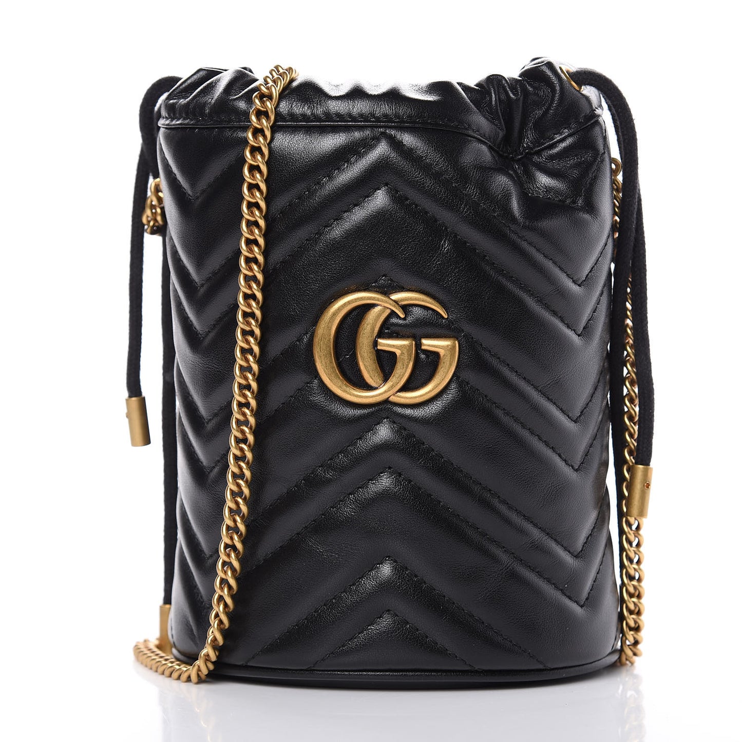 Calfskin Matelasse Mini GG Marmont 2.0 Bucket Bag Black