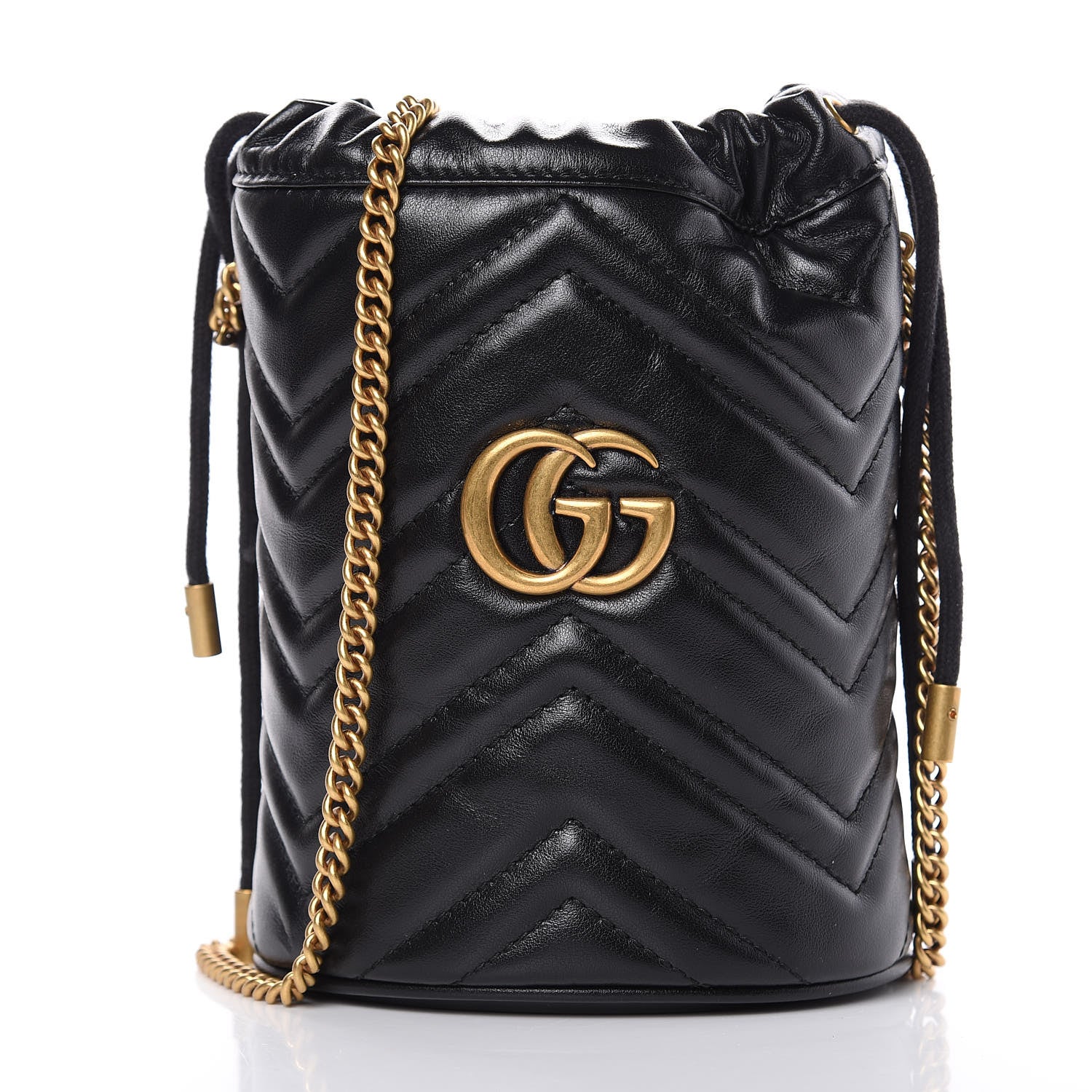 Gucci Calfskin Matelasse Mini GG Marmont 2.0 Bucket Bag Black 1 of 8