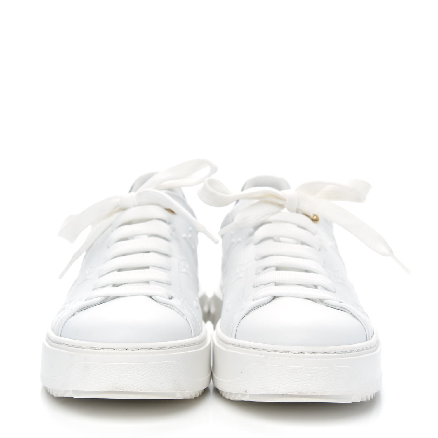 Louis Vuitton Lambskin Embossed Monogram Time Out Sneakers 38 White 2 of 9