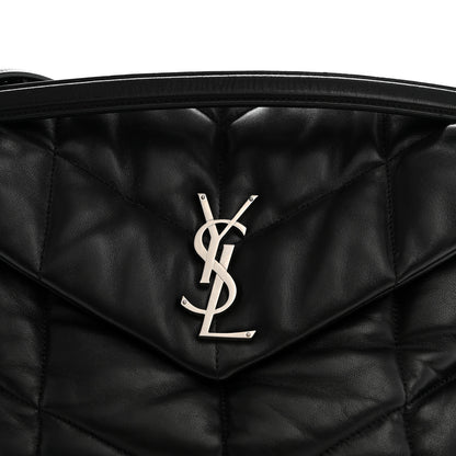 Saint Laurent Lambskin Quilted Medium Loulou Puffer Monogram Chain Satchel Black 9 of 11