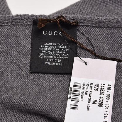 Gucci Wool Newporte Long Scarf Graphite Ivory 4 of 5
