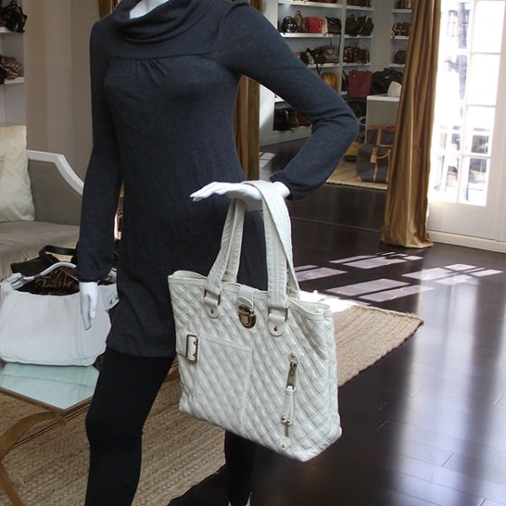 Marc Jacobs Leather Quilted Ursula Chalk 2 of 11