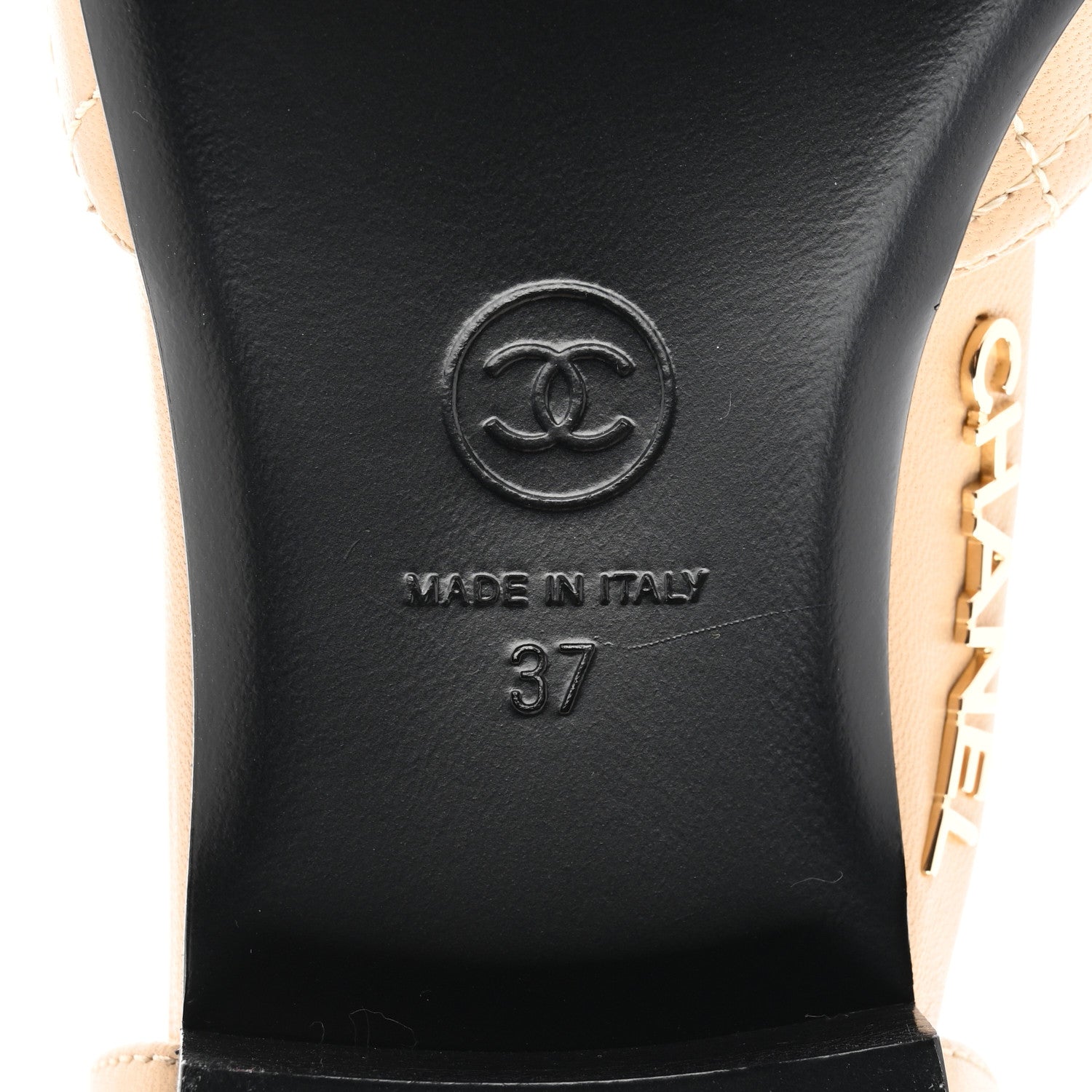 Chanel Lambskin Grosgrain Cap Toe CC Ankle Strap Sandals 37 Beige Black 6 of 8
