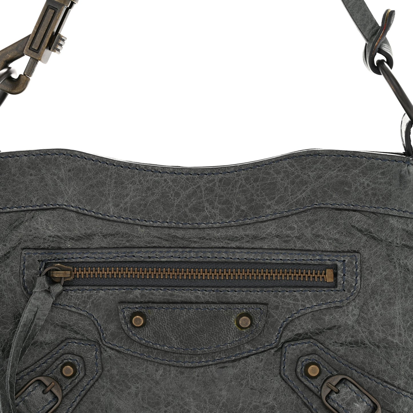 Agneau Classic Hardware Shoulder Bag Black