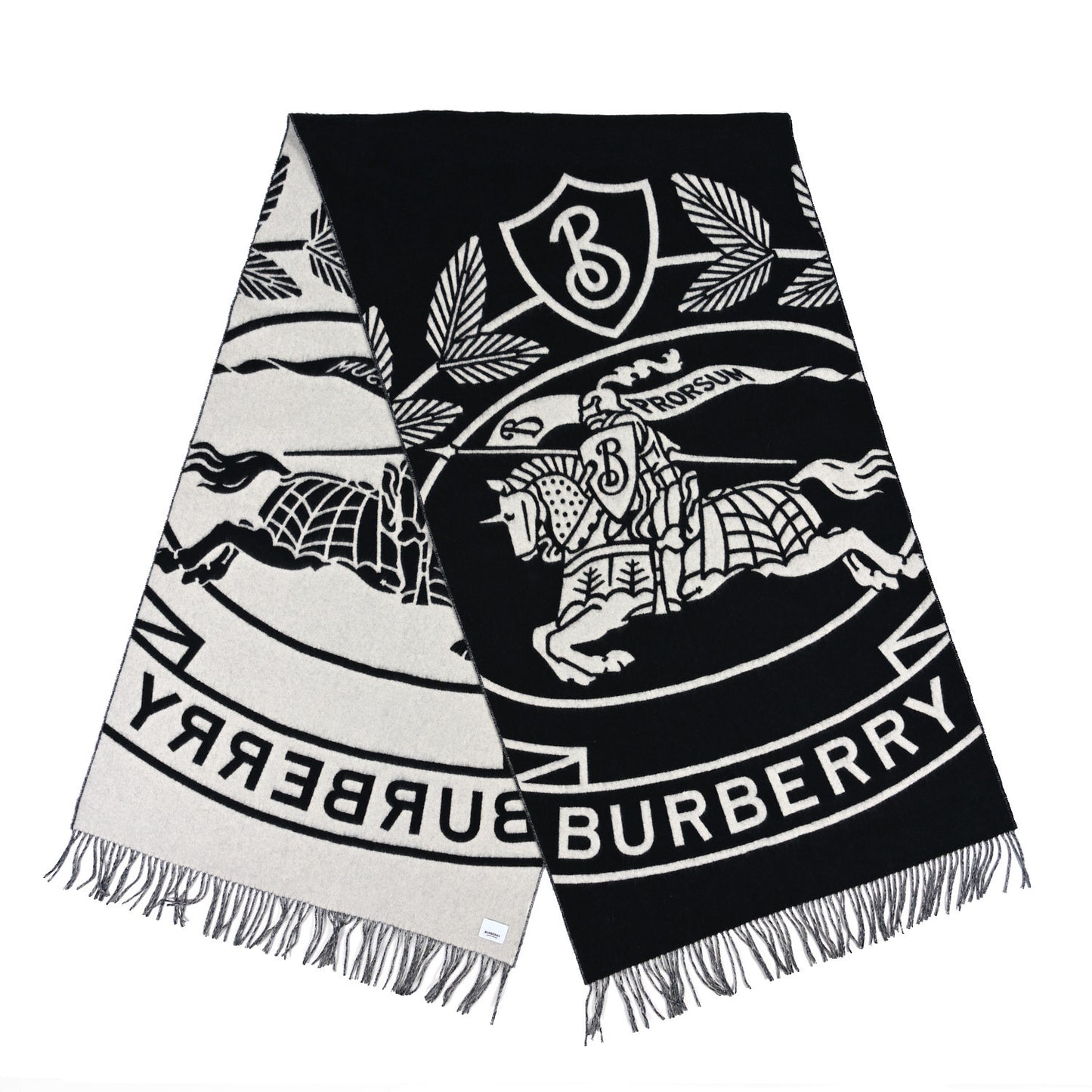 Cashmere Logo Scarf Black White