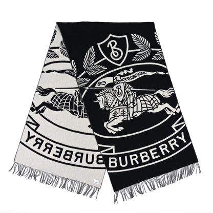 Burberry Cashmere Logo Scarf Black White 2 of 3