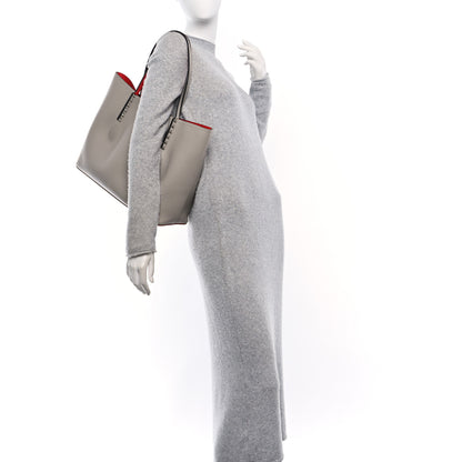 Christian Louboutin Calfskin Spiked Large Cabarock Shopper Tote Grey 2 of 9