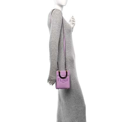 Fendi Vitello King Plexiglass Logo Embossed Mini Fendi Sunshine Shopper Tote Violetta 2 of 9