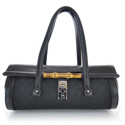 Gucci Monogram Bamboo Bullet Satchel Black 1 of 7
