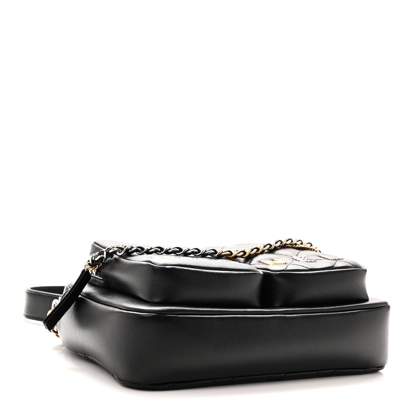 Calfskin Quilted Large Camera Case Black Black