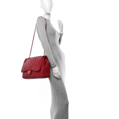 Chanel Metallized Calfskin Quilted Small XXL Travel Flap Bag Red 2 of 10