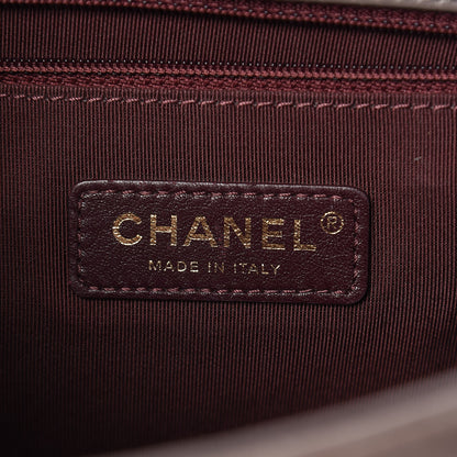 Chanel Glazed Calfskin Quilted Medium Gold Bar Top Handle Flap Dark Grey 7 of 14