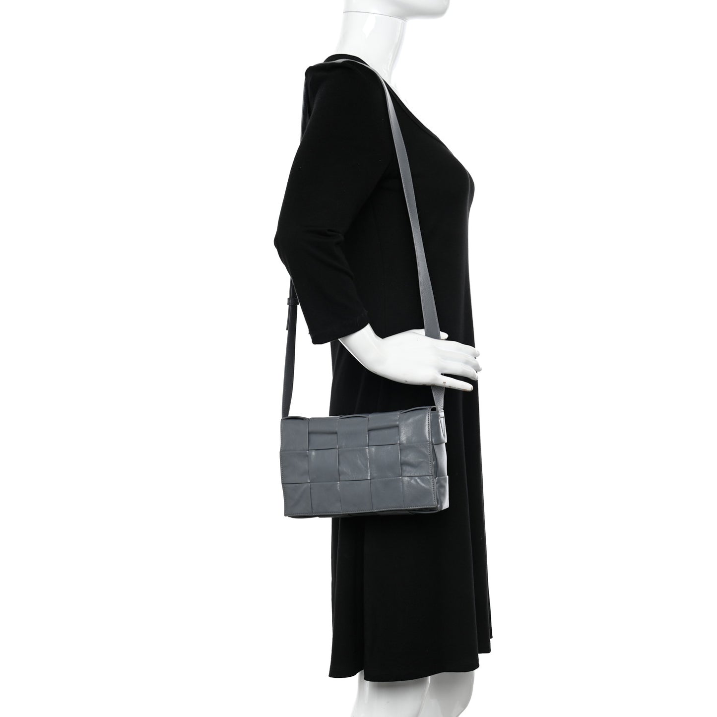 Paper Calfskin Maxi Intreccio Cassette Crossbody Bag Thunder