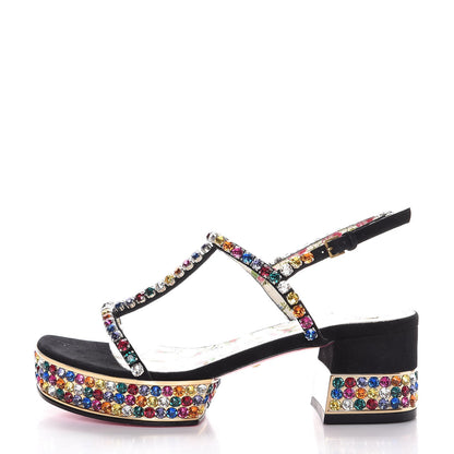 Gucci Kid Scamosciato Crystal Mira Platform Sandals 37 Multicolor 1 of 8