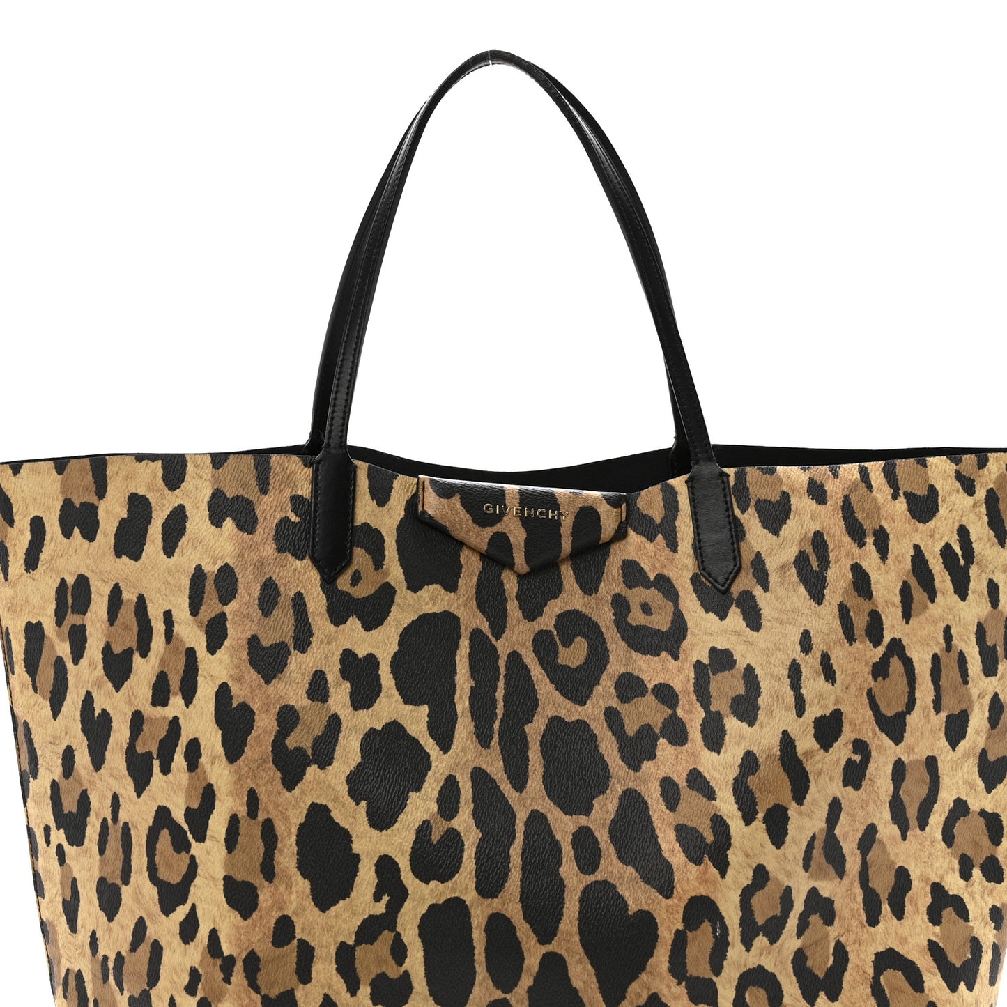 Textured Coated Canvas Leopard Print Large Antigona Tote