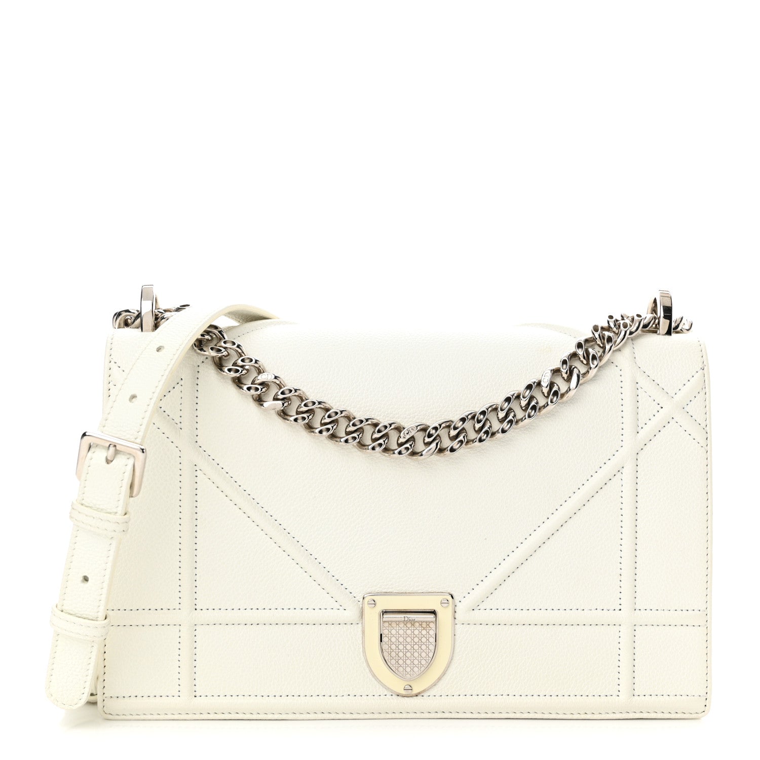 Christian Dior Calfskin Medium Diorama Flap Bag Off White 1 of 17