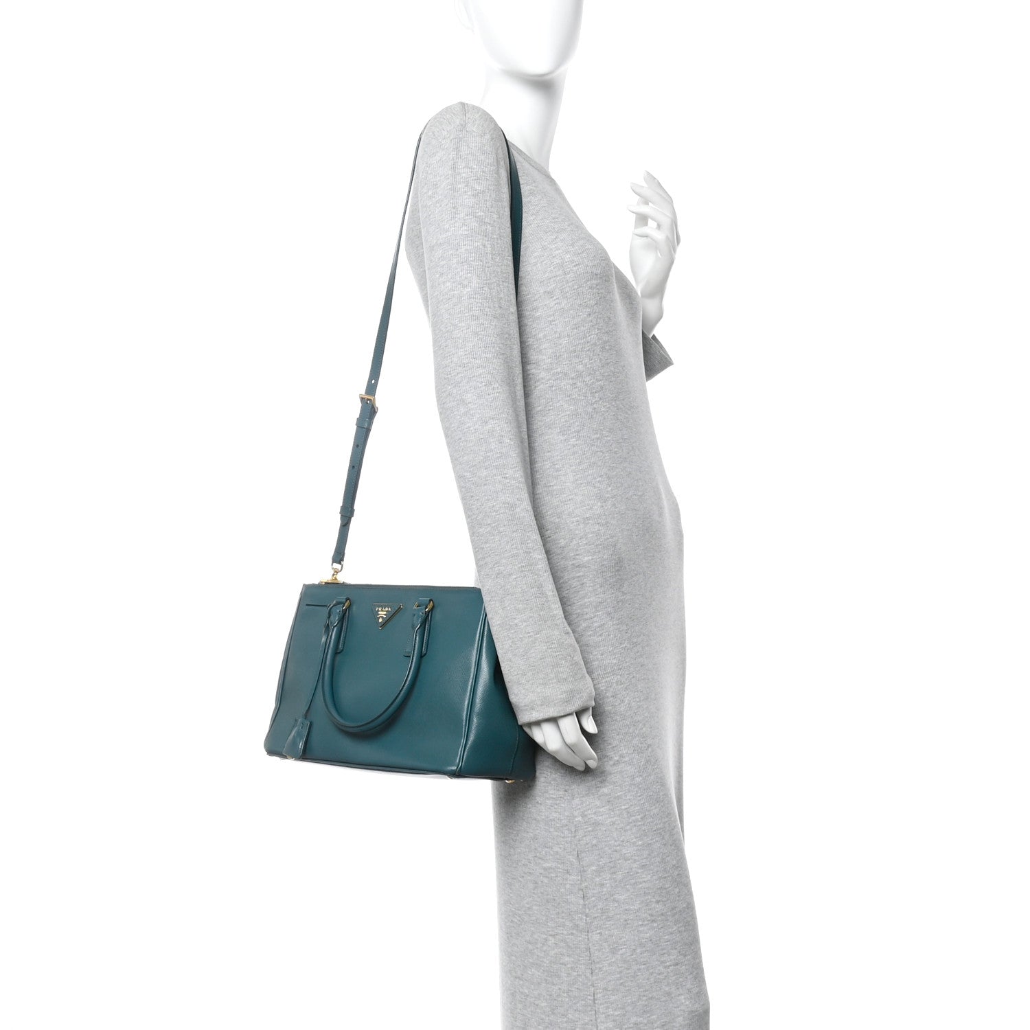 Prada Saffiano Medium Galleria Double Zip Tote Ottanio 2 of 17