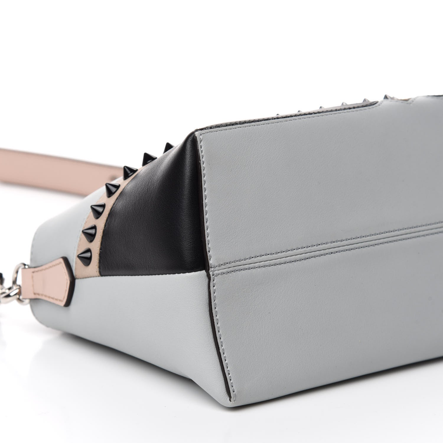 Fendi Vitello Dolce Monster Eyes Inlay Studded Medium By The Way Boston Bag Grigio Perla Nuvola Multicolor 6 of 10