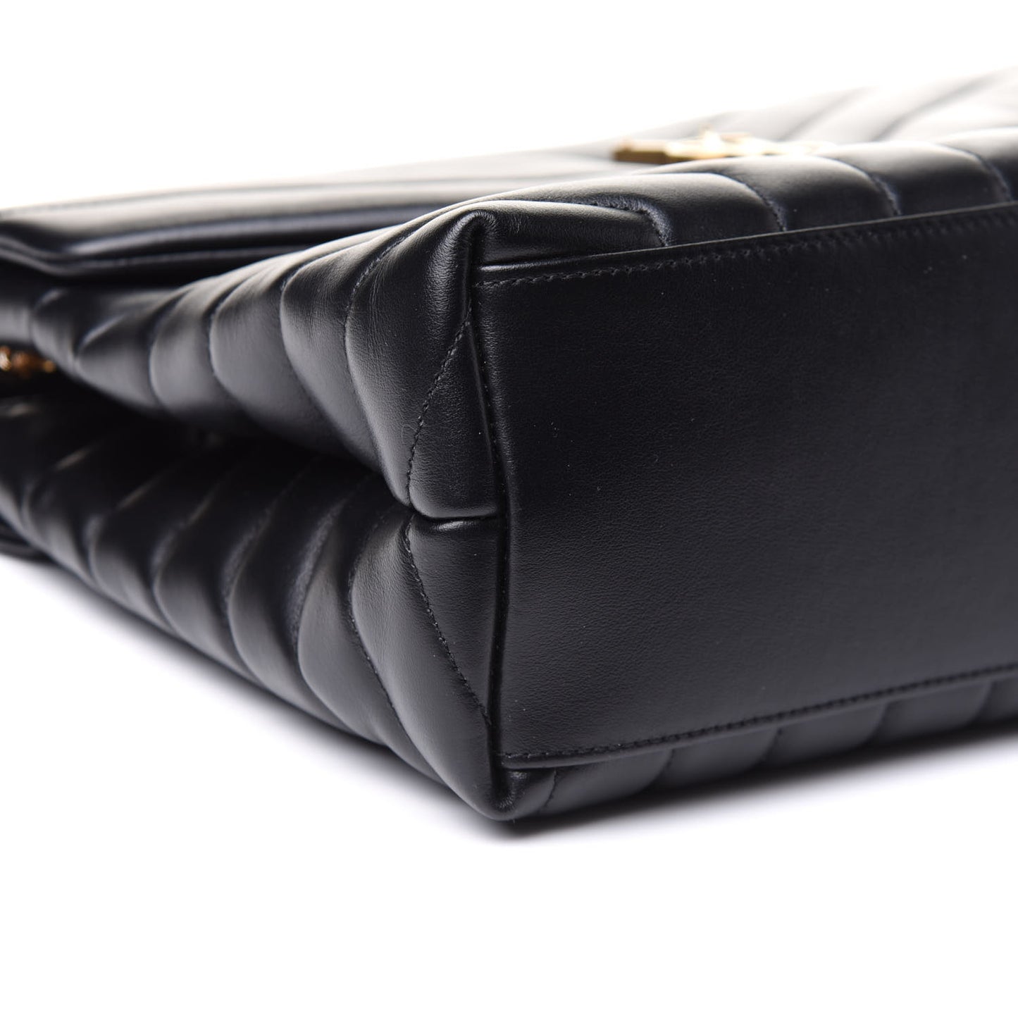 Calfskin Y Quilted Monogram Medium Loulou Chain Satchel Black