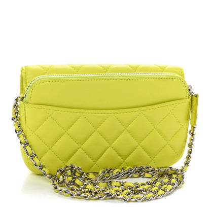 Chanel Lambskin Quilted Flap Phone Holder With Chain Yellow 2 of 10