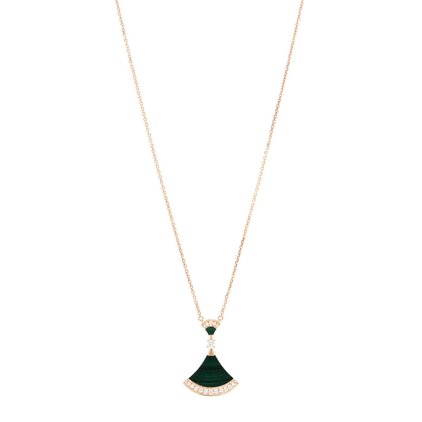 18K Rose Gold Diamond Malachite Divas' Dream Pendant Necklace