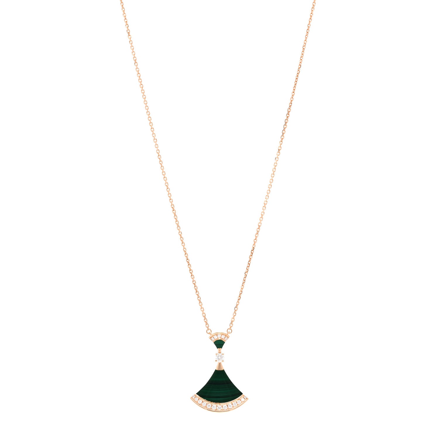 Bulgari 18K Rose Gold Diamond Malachite Divas' Dream Pendant Necklace 1 of 5