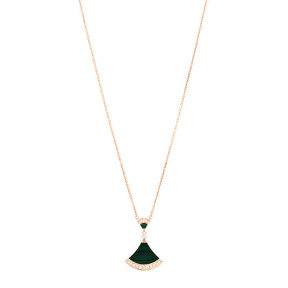 Bulgari 18K Rose Gold Diamond Malachite Divas' Dream Pendant Necklace 1 of 5