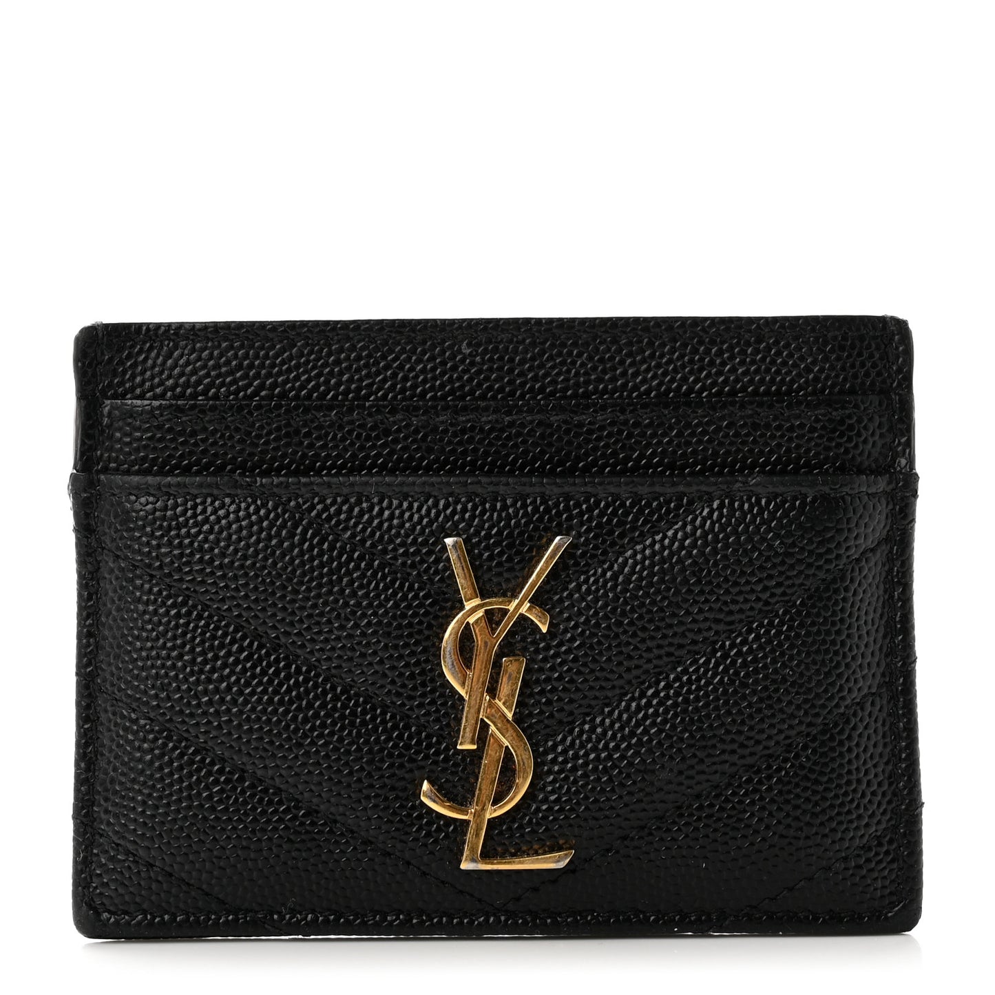 Grain De Poudre Matelasse Chevron Monogram Credit Card Case Black
