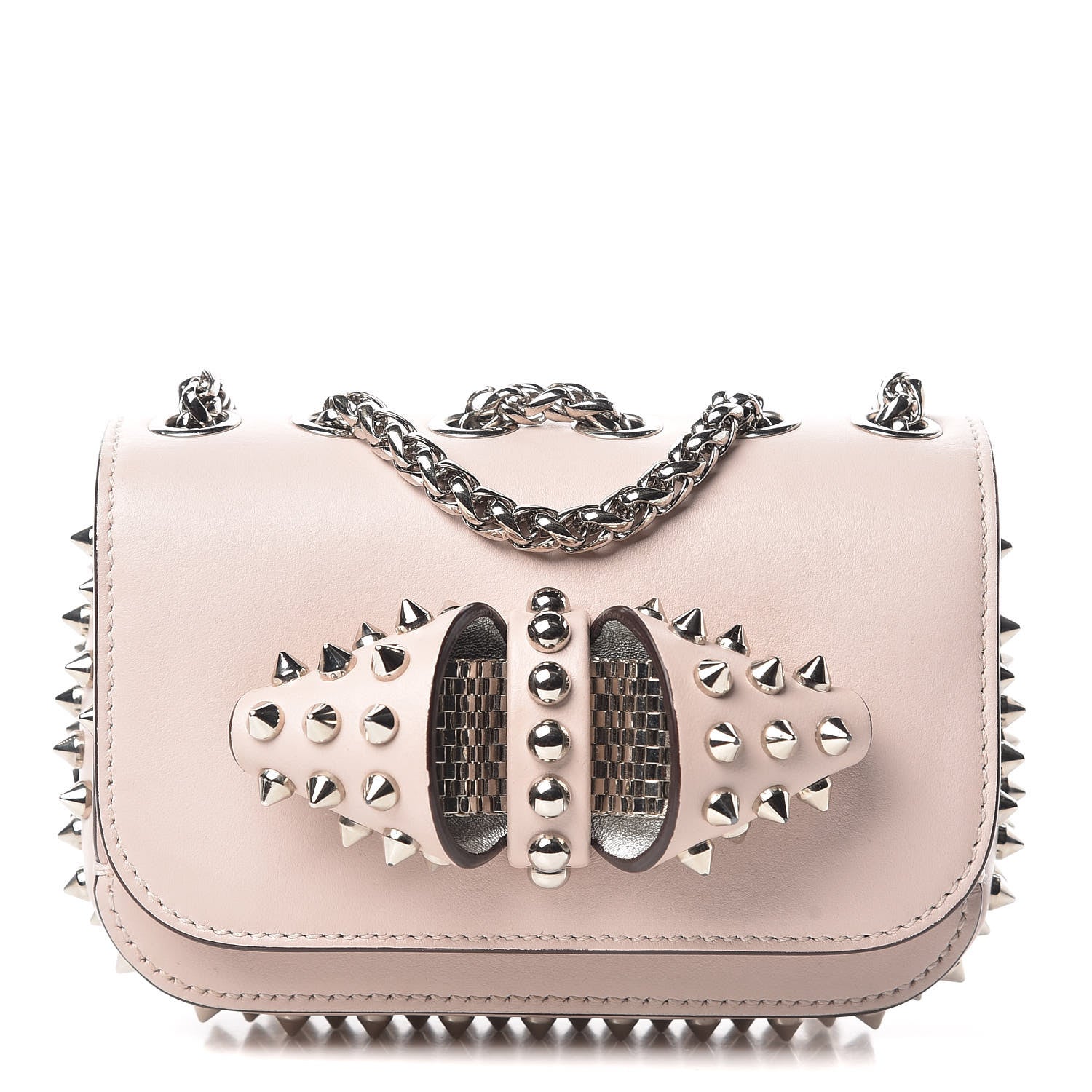 Christian Louboutin Calfskin Spikes Mini Sweety Charity NV Crossbody Bag Ballerina 1 of 10