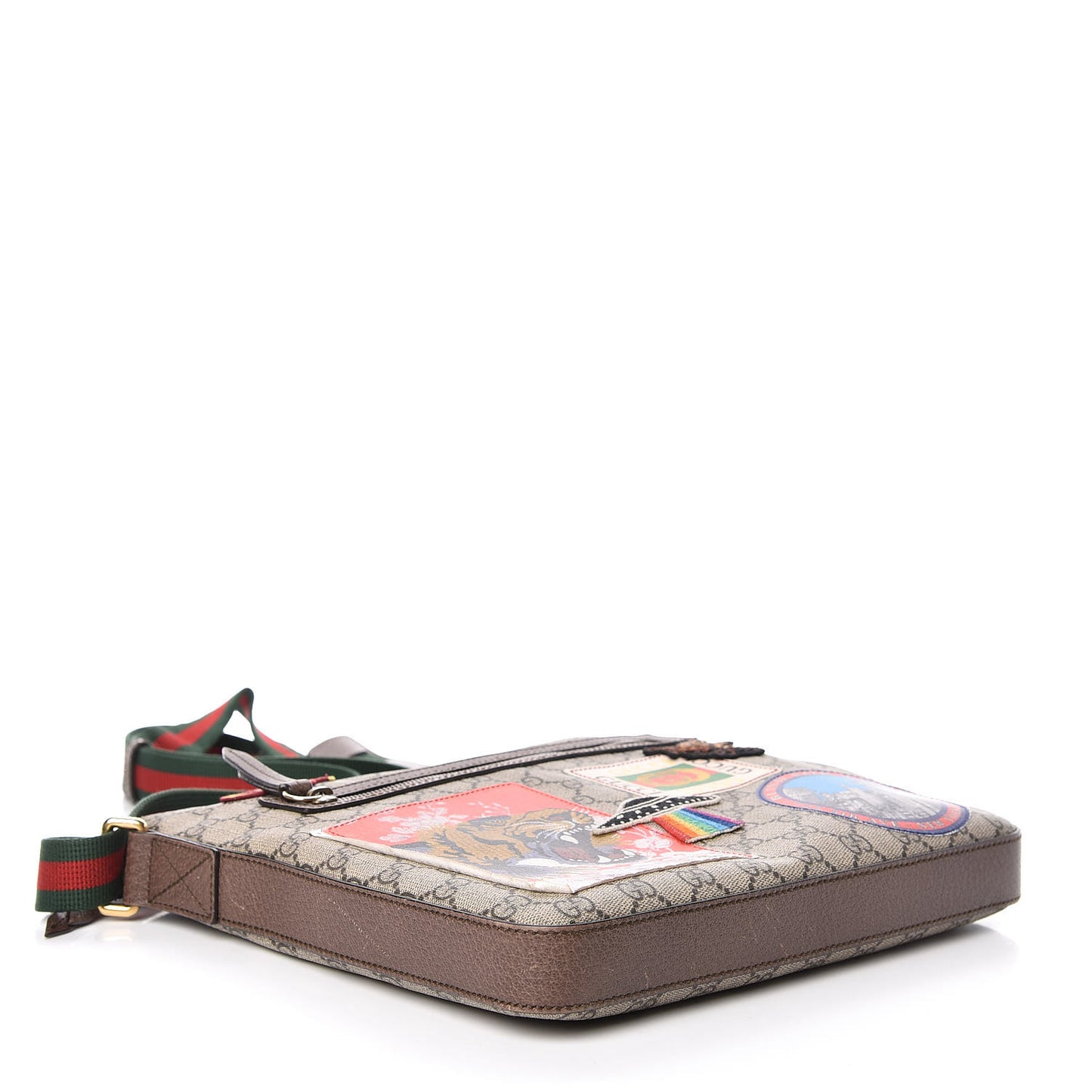 Soft GG Supreme Monogram Courrier Web Medium Flat Messenger Bag Beige New Acero Multicolor
