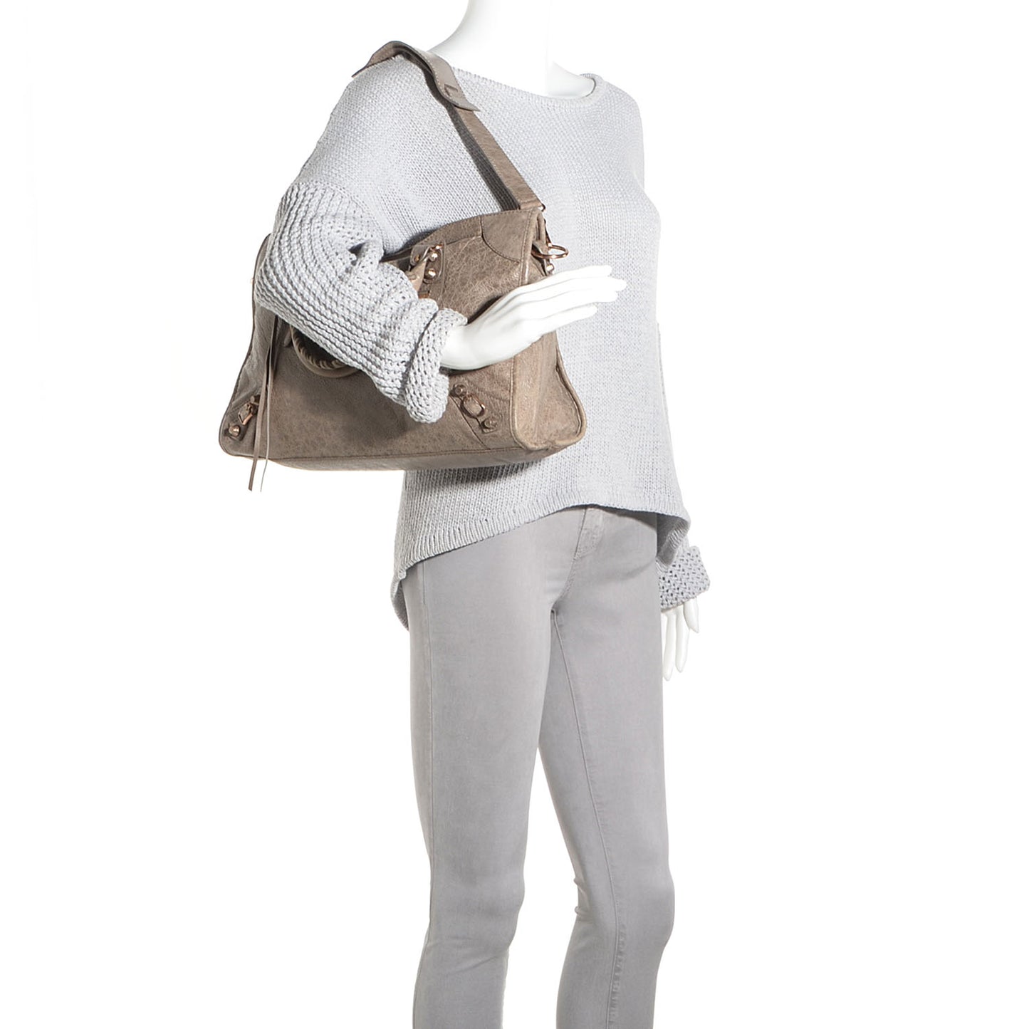 Agneau Giant 12 Rose Gold Hardware City Gris Poivre
