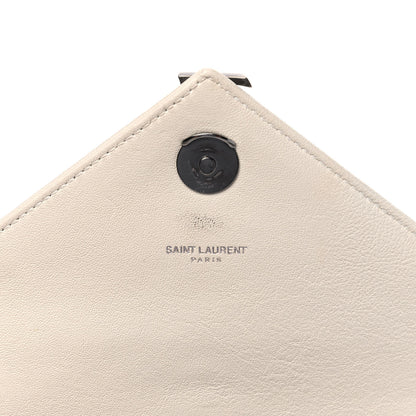 Saint Laurent Sheepskin Matelasse Chevron Monogram Medium College Bag Dove White 7 of 9