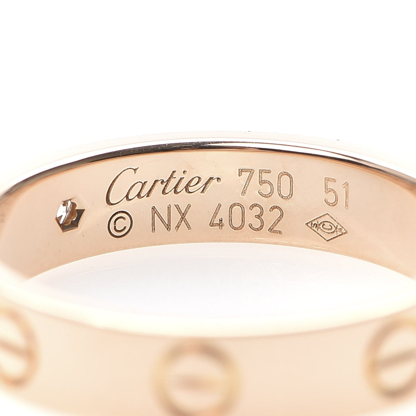 18K Pink Gold Diamond 4mm LOVE Wedding Band Ring 51 5.75