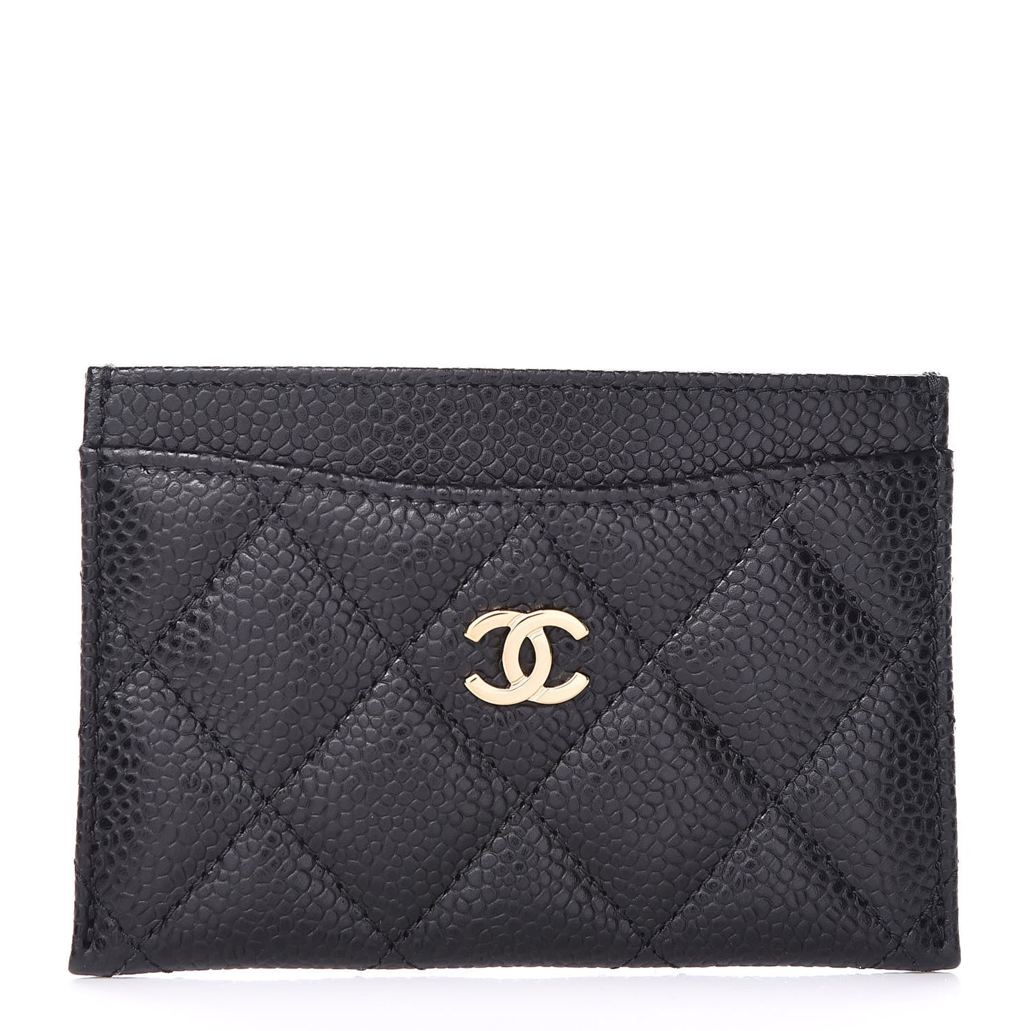 Caviar Quilted Card Holder Black